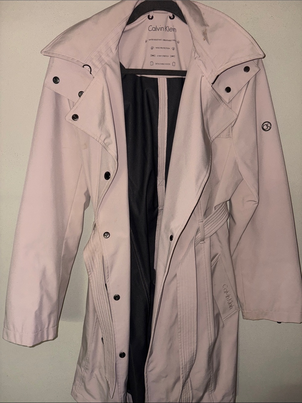 Calvin Klein Pale Pink Belted Trench Coat